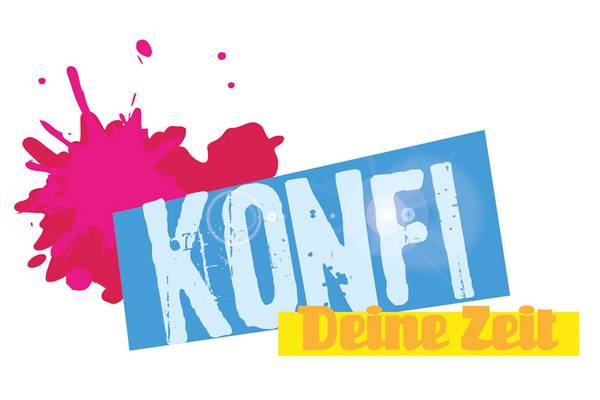 Grafik mit dem Text "Konfi Deine Zeit"